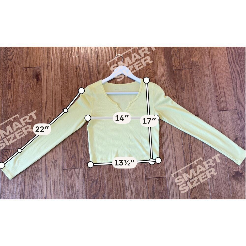 American Eagle butter yellow waffles cropped Henley top small - Picture 5 of 6
